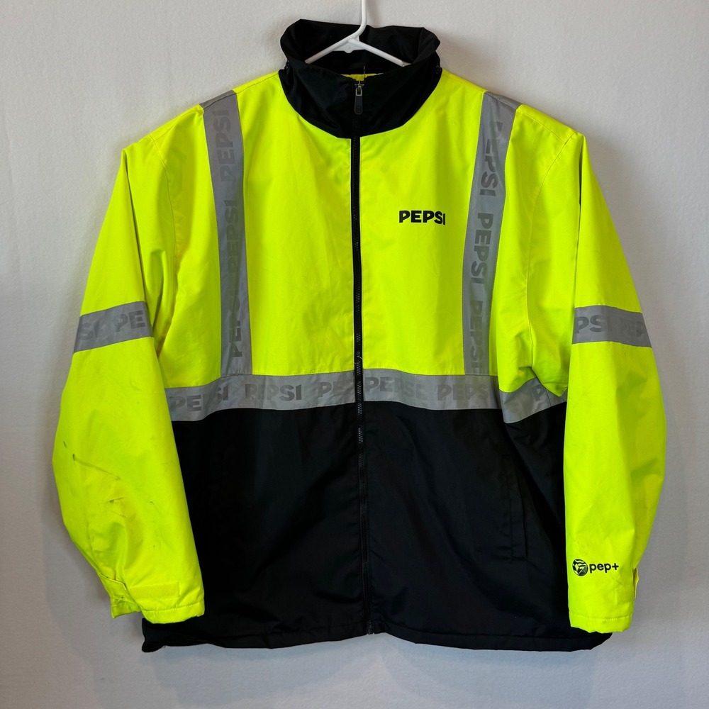 Pepsi Zero Zone Hi-Vis Reflective Work Jacket Neon Yellow Black Mens 3XL
